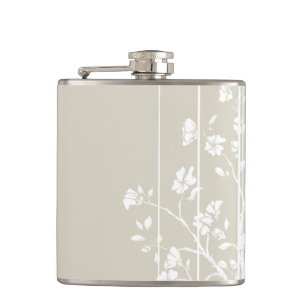 Flasques Floral japonais gris et blanc
