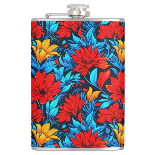 Flasques Floral Rouge jaune Fleurs Motif-13075 (Devant)