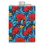 Flasques Floral Rouge jaune Fleurs Motif-13075 (Dos)