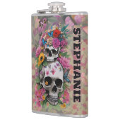 Flasques Floral Skulls Leopard Print Customizable Name (Gauche)