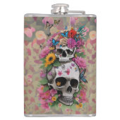 Flasques Floral Skulls Leopard Print Customizable Name (Dos)