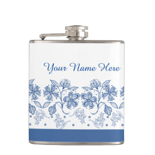 Flasques Flore Blanche, bleu Indigo personnalisé Floride