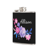 Flasques Flore noire Flexible de monogramme personnalisé (Gauche)