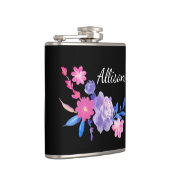 Flasques Flore noire Flexible de monogramme personnalisé (Droite)