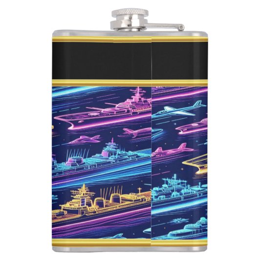Flasques Flotte navale dynamique éclairée par des couleurs  (Dos)
