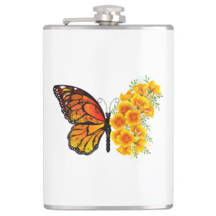Flasques Flower Butterfly with Yellow California Poppy