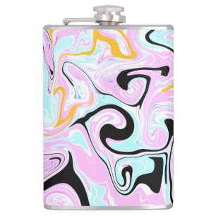Flasques Fluid Art Cotton Bonbon rose, Turquoise, noir et o