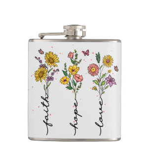 Flasques "Foi-Espoir-Amour"   Inspirant design floral