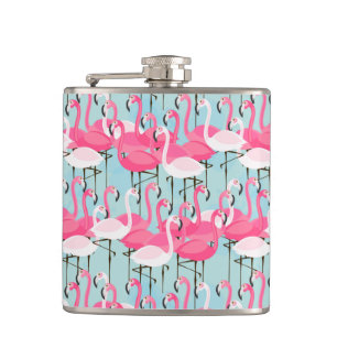Flasques Foule rose et blanche des Flamants roses