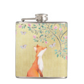 Flasques Fox avec des papillons et des fleurs roses (Devant)