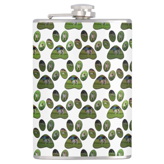 Flasques Fox Terrier Empreintes de pattes, Hip Flask (Devant)