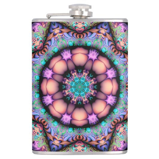 Flasques Fractal Mandala Floral Psychedelic (Devant)
