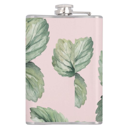 Flasques Fraises mûres d'été : Aquarelle rose (Dos)