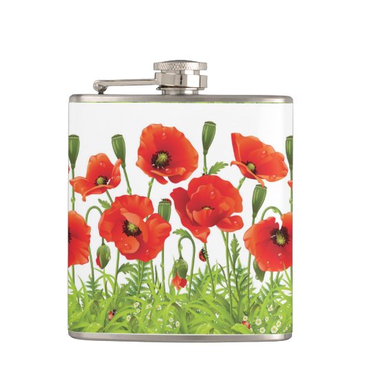 Flasques Frontière horizontale avec le pavot rouge (Devant)