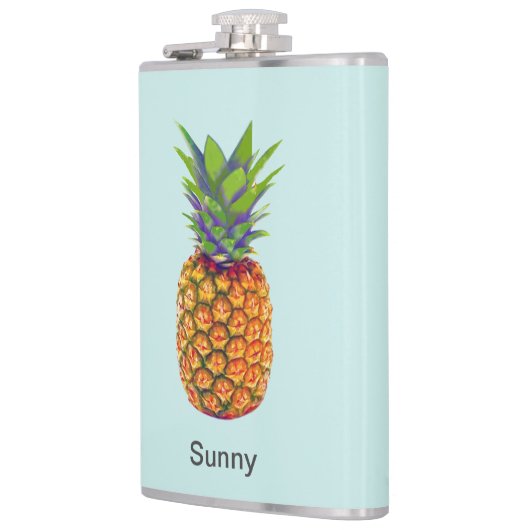 Flasques Fruit d'ananas personnalisé sur bleu clair (Gauche)