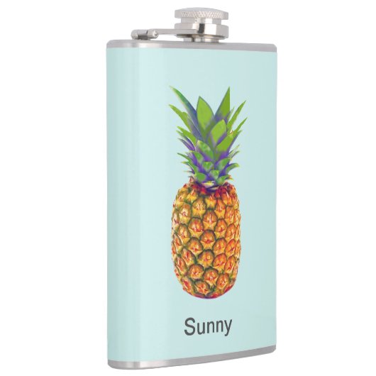 Flasques Fruit d'ananas personnalisé sur bleu clair (Droite)