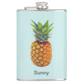 Flasques Fruit d'ananas personnalisé sur bleu clair (Devant)