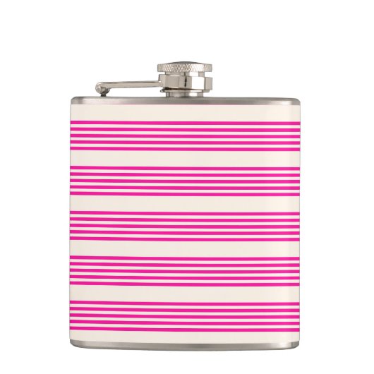 Flasques Fuchsia et beige cinq rayures motif (Devant)
