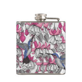 Flasques Fuchsia et colibris blancs (Dos)