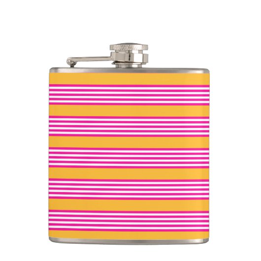 Flasques Fuchsia et jaune cinq bandes motif (Devant)