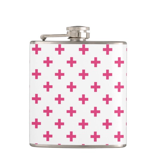 Flasques Fuchsia polka croise sur blanc (Devant)
