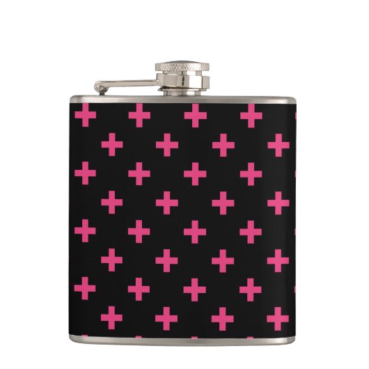 Flasques Fuchsia polka croise sur noir (Devant)