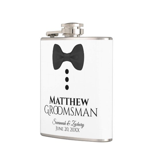 Flasques Fun Black Bow Cravate Tuxedo Groomsman Mariage (Gauche)
