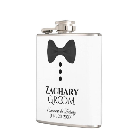 Flasques Fun Black Cravate Tuxedo Groom Mariage Flask (Gauche)