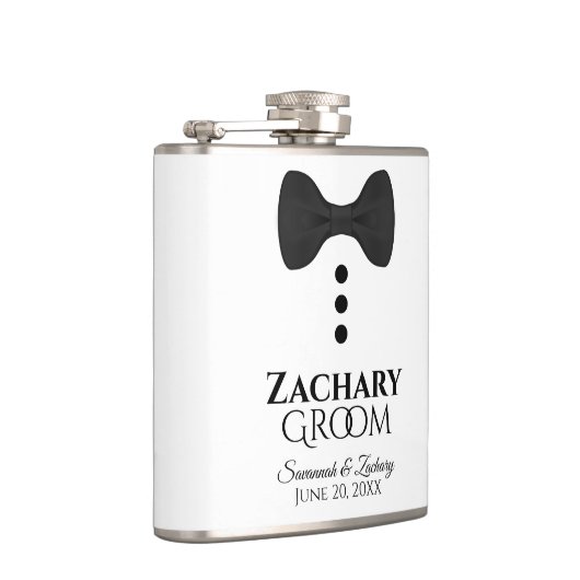 Flasques Fun Black Cravate Tuxedo Groom Mariage Flask (Droite)