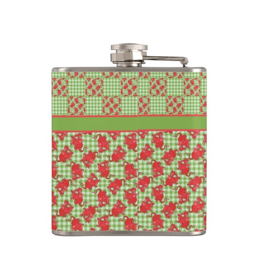 Flasques Fun Hip Flask to Personalize : Cute Red Dragons (Dos)