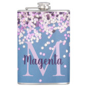 Flasques Fun Monogram Lavender Confetti sur bleu (Devant)