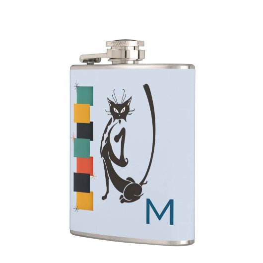 Flasques Fun Retro Kitty Monogram Mid Century Chat (Gauche)