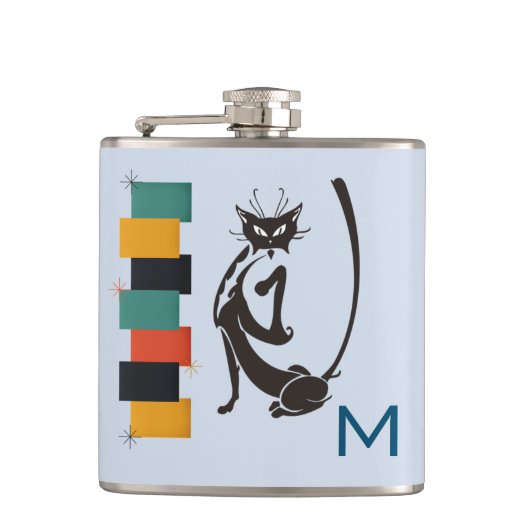 Flasques Fun Retro Kitty Monogram Mid Century Chat (Devant)