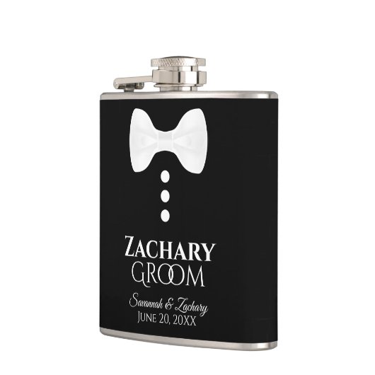 Flasques Fun White Cravate Tuxedo Groom Mariage Flask (Gauche)