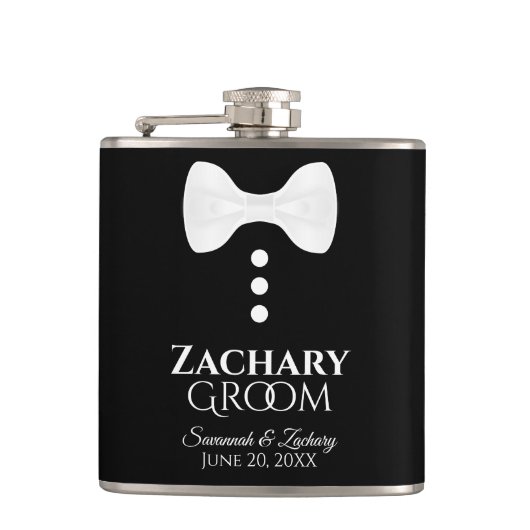 Flasques Fun White Cravate Tuxedo Groom Mariage Flask (Devant)