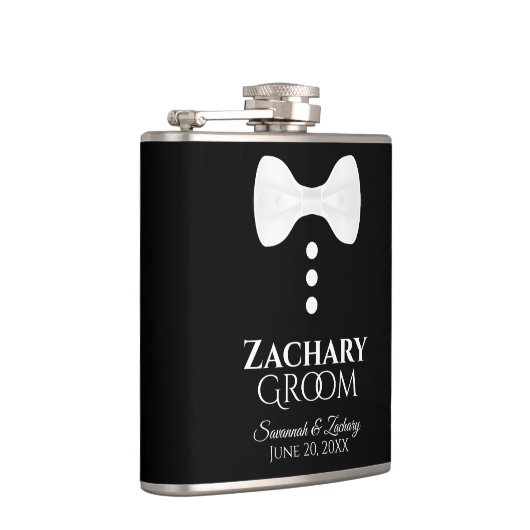 Flasques Fun White Cravate Tuxedo Groom Mariage Flask (Droite)