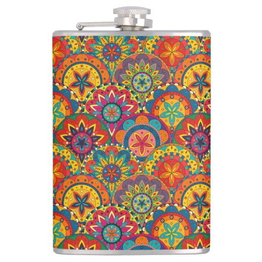 Flasques Funky Retro couleur Motif Mandala (Devant)