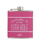 Flasques Funny Golfer 19th Trou Monogrammed Rose Girly (Devant)