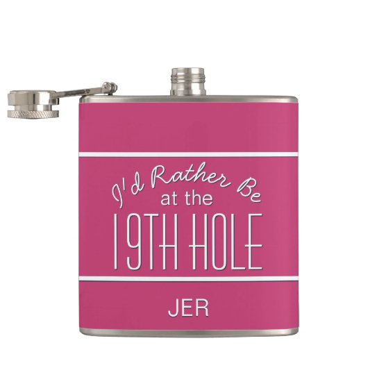 Flasques Funny Golfer 19th Trou Monogrammed Rose Girly (Ouvert)