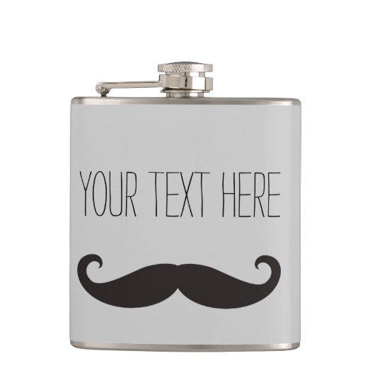 Flasques Funny Mustache / Schnurrbart + votre texte (Devant)