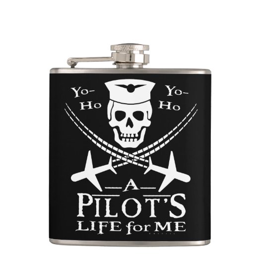 Flasques Funny Pilote Skull Cross Airplanes Pirate Humour (Devant)