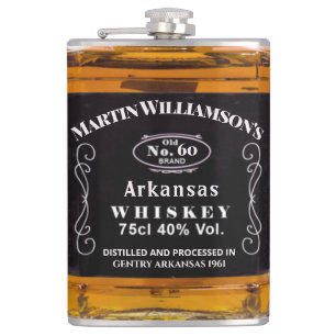 Flasques Funny Whiskey Custom Birthday Typographie Vintage