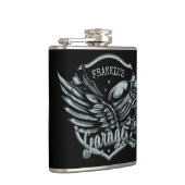 Flasques Garage de moto à ailes de crâne de motard NOM pers (Droite)