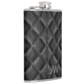 Flasques Garçon d'honneur en cuir noir avec monogramme embo (Droite)