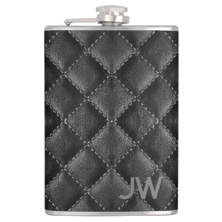 Flasques Garçon d'honneur en cuir noir avec monogramme embo