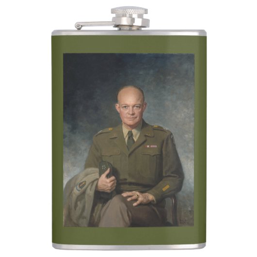 Flasques Général Dwight Eisenhower Portrait peint 5 étoiles (Devant)