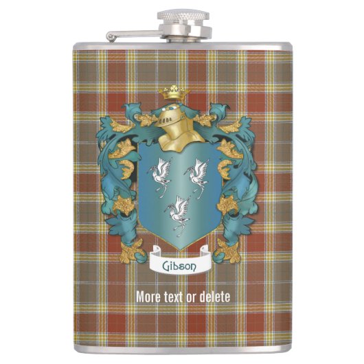 Flasques Gibson Family Crest et Tartan Plaid (Devant)