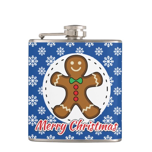 Flasques Gingerbread - Blue Snowflakes Pattern - Merry Xmas (Devant)