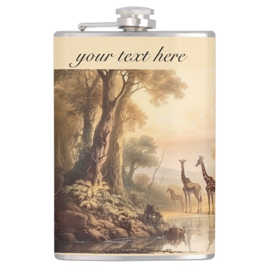 Flasques girafes botaniques vintages personnalisables (Devant)