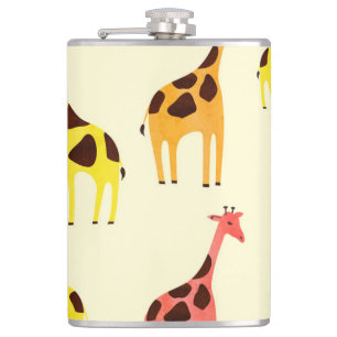 Flasques Giraffe de dessin : Motif Vintage coloré.